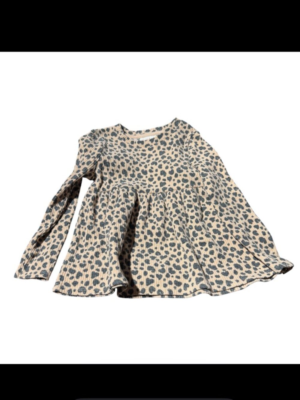 Ribbed Leopard Print Peplum Long Sleeved Top Toddler Girl's Size 4T